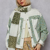 POL Button Down Patchwork Denim Jacket with Floral Print Details-Coats & Jackets-Trendsi-[option4]-[option5]-[option6]-[option7]-[option8]-Shop-Boutique-Clothing-for-Women-Online