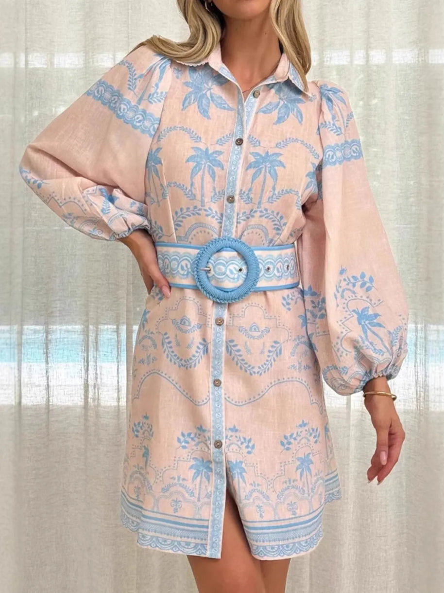 Printed Button Down Shirt Dress with Belt-Dresses-Trendsi-[option4]-[option5]-[option6]-[option7]-[option8]-Shop-Boutique-Clothing-for-Women-Online