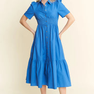 Jade By Jane Short Sleeve Button Down Midi Dress-Dresses-Trendsi-[option4]-[option5]-[option6]-[option7]-[option8]-Shop-Boutique-Clothing-for-Women-Online