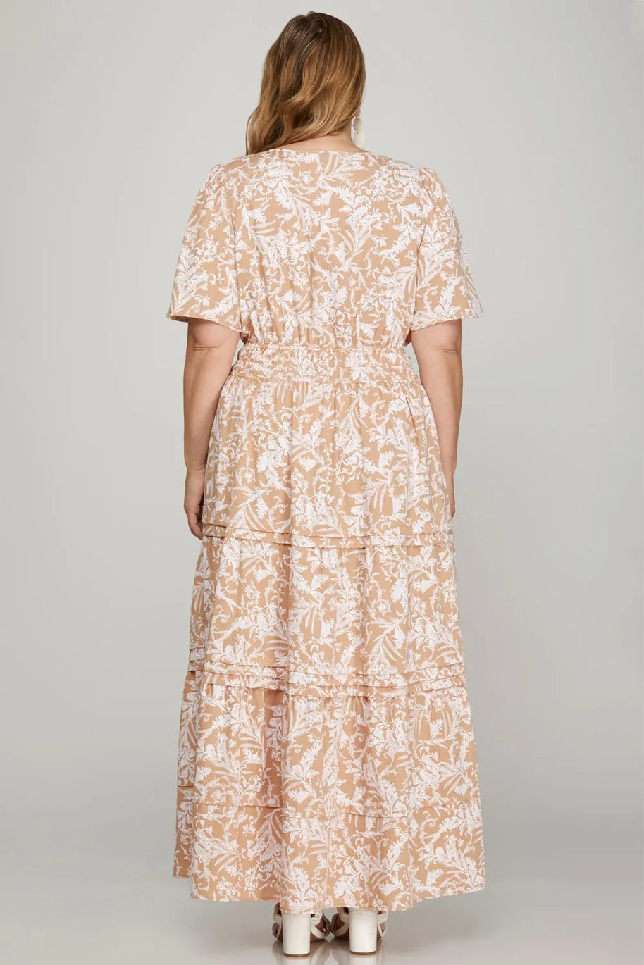 She + Sky Printed Notched Woven Tiered Pintuck Maxi Dress with Side Pockets-Dresses-Trendsi-[option4]-[option5]-[option6]-[option7]-[option8]-Shop-Boutique-Clothing-for-Women-Online