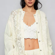 POL Exposed Seam Button Down Hooded Jacket with Lace Detail-Jacket-Trendsi-[option4]-[option5]-[option6]-[option7]-[option8]-Shop-Boutique-Clothing-for-Women-Online