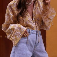 Printed Tie Neck Flounce Sleeve Blouse-Tops-Trendsi-[option4]-[option5]-[option6]-[option7]-[option8]-Shop-Boutique-Clothing-for-Women-Online