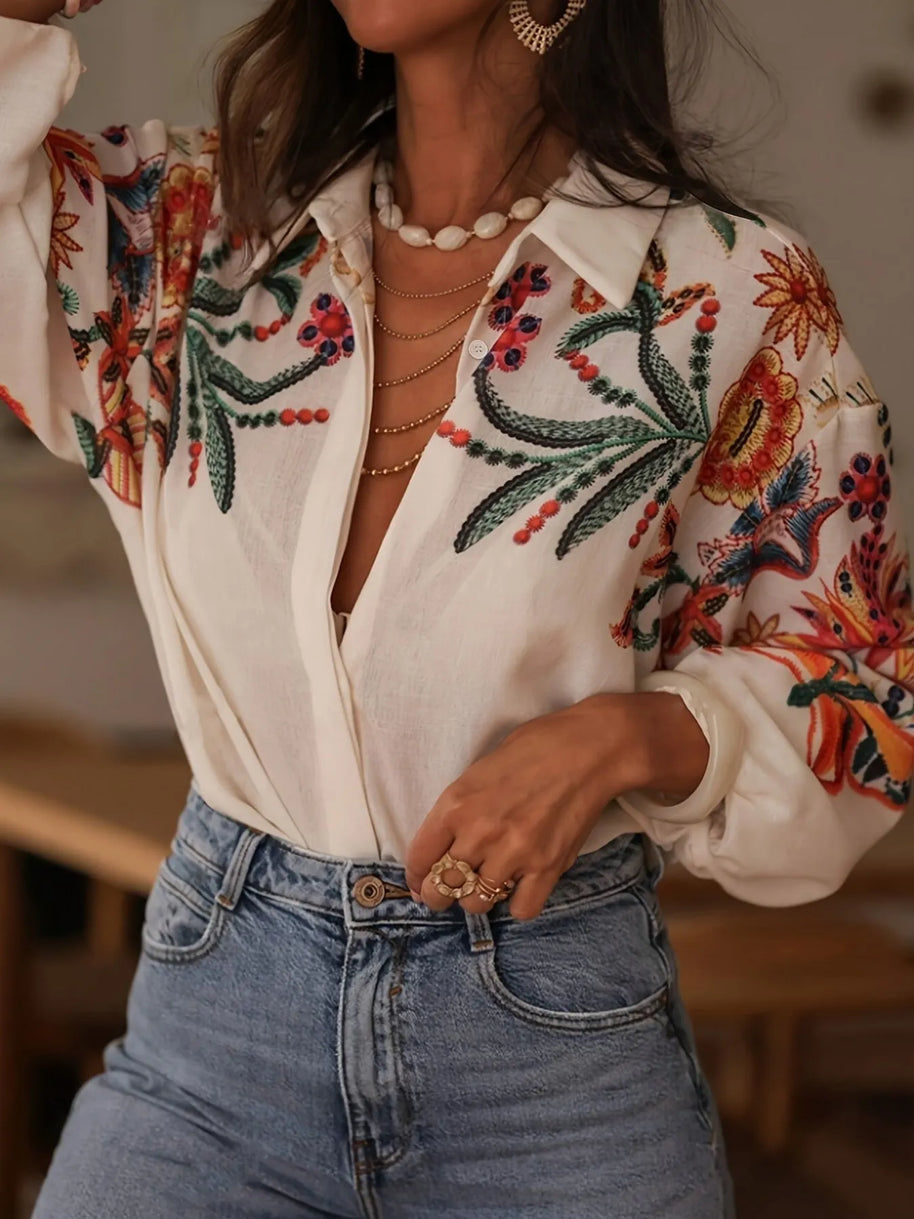 Floral Button Up Long Sleeve Shirt-Tops-Trendsi-[option4]-[option5]-[option6]-[option7]-[option8]-Shop-Boutique-Clothing-for-Women-Online