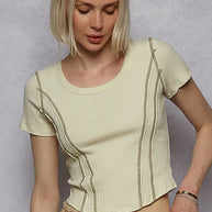 POL Contrast Stitching Round Neck Crop T-Shirt-Crop Tops-Trendsi-[option4]-[option5]-[option6]-[option7]-[option8]-Shop-Boutique-Clothing-for-Women-Online