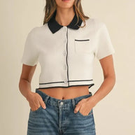 MABLE Button Down Contrast Collared Knit Cardigan-Crop Tops-Trendsi-[option4]-[option5]-[option6]-[option7]-[option8]-Shop-Boutique-Clothing-for-Women-Online