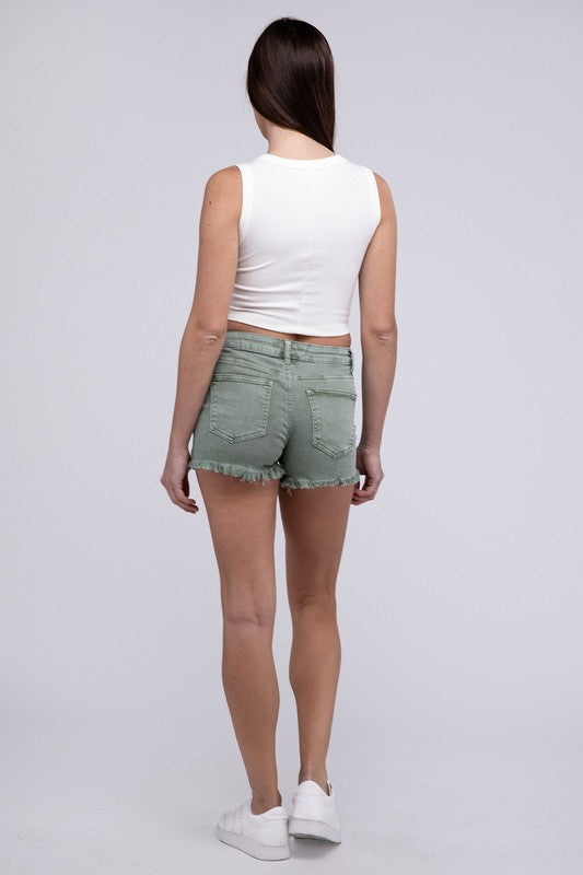 Zenana Acid Washed Frayed Cutoff Hem Shorts-ZENANA-[option4]-[option5]-[option6]-[option7]-[option8]-Shop-Boutique-Clothing-for-Women-Online