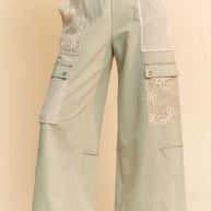 Davi & Dani Lace Patchwork Bottom Opening Adjustable Pants-Pants-Trendsi-[option4]-[option5]-[option6]-[option7]-[option8]-Shop-Boutique-Clothing-for-Women-Online