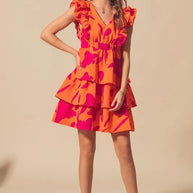 SO ME Floral V Neck Layered Dress with Elasticized Waist-Dresses-Trendsi-[option4]-[option5]-[option6]-[option7]-[option8]-Shop-Boutique-Clothing-for-Women-Online