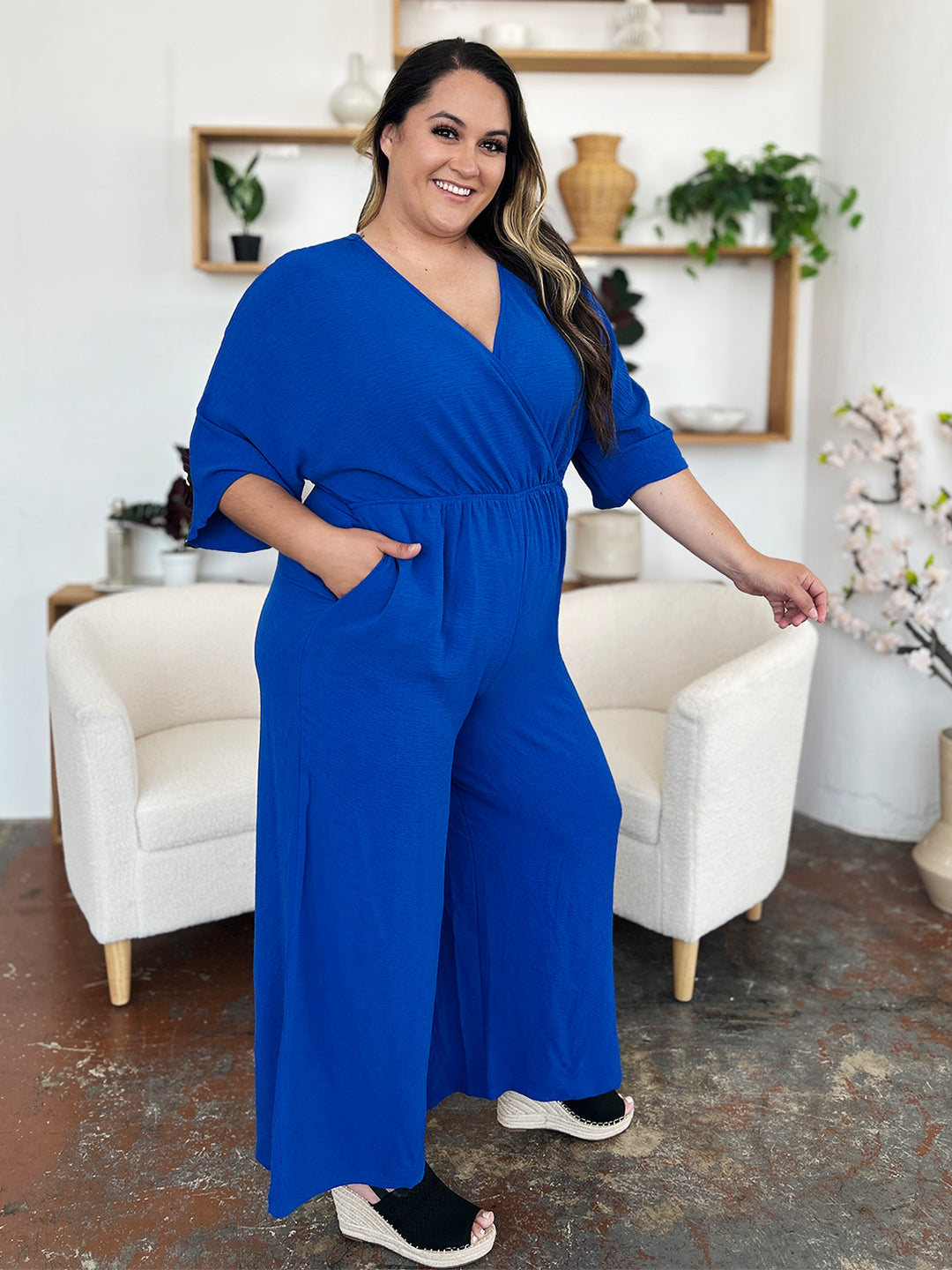 Double Take Half Sleeve Wide Leg Jumpsuit-Trendsi-[option4]-[option5]-[option6]-[option7]-[option8]-Shop-Boutique-Clothing-for-Women-Online