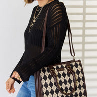 David Jones Argyle Pattern PU Leather Handbag-Bags-Trendsi-[option4]-[option5]-[option6]-[option7]-[option8]-Shop-Boutique-Clothing-for-Women-Online