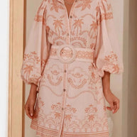 Printed Button Down Shirt Dress with Belt-Dresses-Trendsi-[option4]-[option5]-[option6]-[option7]-[option8]-Shop-Boutique-Clothing-for-Women-Online