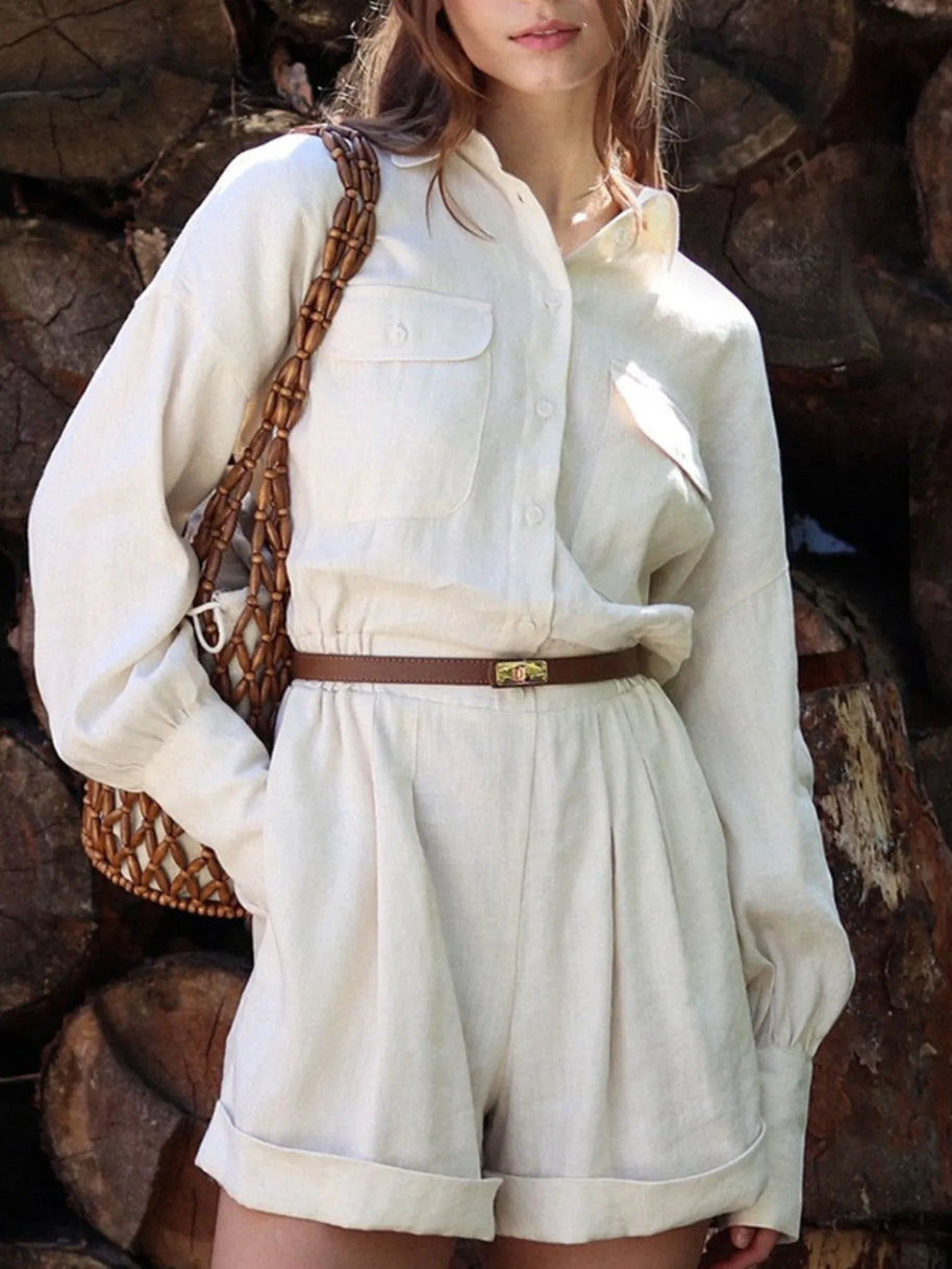 Casual Button Front Long Sleeve Romper-Sets-Trendsi-[option4]-[option5]-[option6]-[option7]-[option8]-Shop-Boutique-Clothing-for-Women-Online