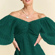 Davi & Dani Swiss Dotted Ruched Ruffle Open Back Midi Dress-Dresses-Trendsi-[option4]-[option5]-[option6]-[option7]-[option8]-Shop-Boutique-Clothing-for-Women-Online