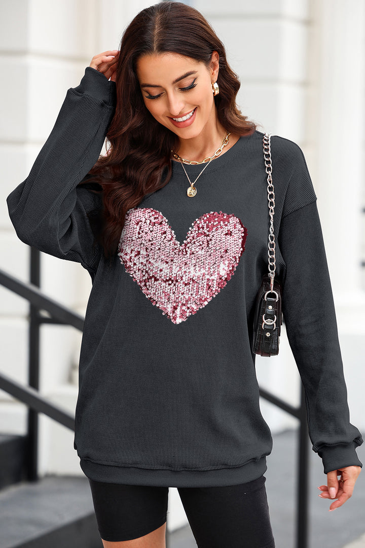 Heart Sequin Round Neck Sweatshirt-Trendsi-Black-S-[option4]-[option5]-[option6]-[option7]-[option8]-Shop-Boutique-Clothing-for-Women-Online