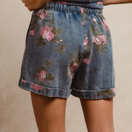 BiBi Floral Printed Denim Short Pants With Pocket-Shorts-Trendsi-[option4]-[option5]-[option6]-[option7]-[option8]-Shop-Boutique-Clothing-for-Women-Online