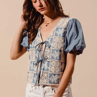 SO ME Crochet Lace Tie Front V Neck Blouse Top-Blouses-Trendsi-[option4]-[option5]-[option6]-[option7]-[option8]-Shop-Boutique-Clothing-for-Women-Online