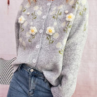 Flower Button Up Long Sleeve Cardigan-Cardigan-Trendsi-[option4]-[option5]-[option6]-[option7]-[option8]-Shop-Boutique-Clothing-for-Women-Online