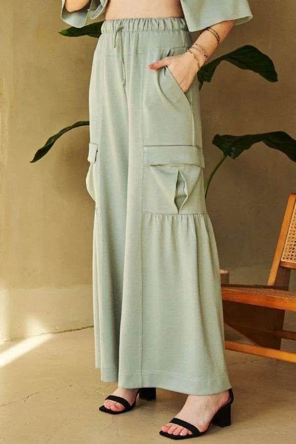 Davi & Dani Drawstring Ruched Detail Wide Leg Pants-Pants-Trendsi-[option4]-[option5]-[option6]-[option7]-[option8]-Shop-Boutique-Clothing-for-Women-Online