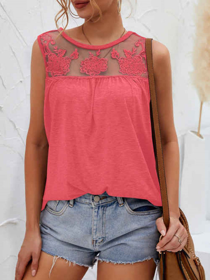 Lace Detail Round Neck Tank-Trendsi-Coral-S-[option4]-[option5]-[option6]-[option7]-[option8]-Shop-Boutique-Clothing-for-Women-Online