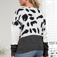 Plus Size Leopard Round Neck Long Sleeve Sweater-Sweaters-Trendsi-[option4]-[option5]-[option6]-[option7]-[option8]-Shop-Boutique-Clothing-for-Women-Online