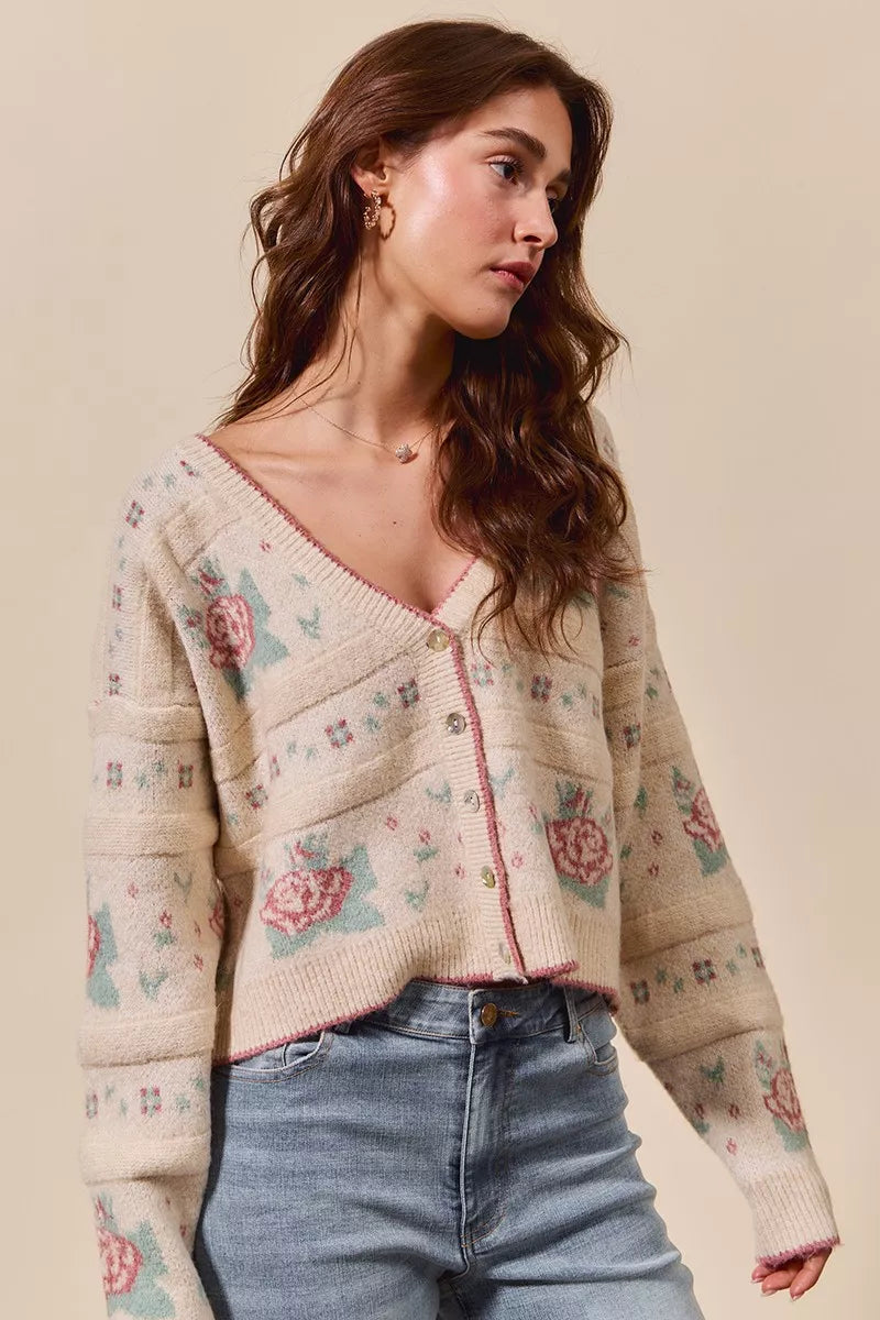 SO ME Floral Pattern Long Sleeve Button Sweater Cardigan-Cardigans-Trendsi-[option4]-[option5]-[option6]-[option7]-[option8]-Shop-Boutique-Clothing-for-Women-Online