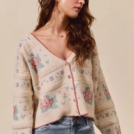 SO ME Floral Pattern Long Sleeve Button Sweater Cardigan-Cardigans-Trendsi-[option4]-[option5]-[option6]-[option7]-[option8]-Shop-Boutique-Clothing-for-Women-Online