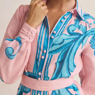 Printed Button Down Belted Shirt Dress-Dresses-Trendsi-[option4]-[option5]-[option6]-[option7]-[option8]-Shop-Boutique-Clothing-for-Women-Online