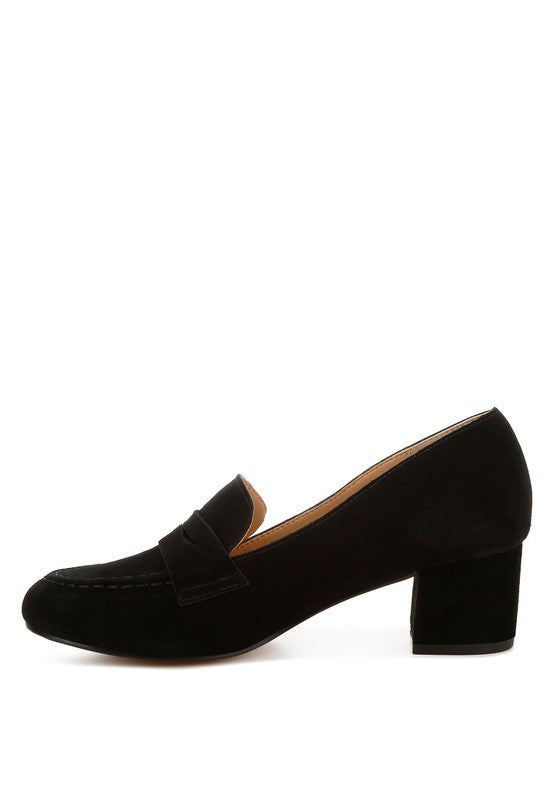Astra Block Heel Genuine Suede Loafers-Rag Company-[option4]-[option5]-[option6]-[option7]-[option8]-Shop-Boutique-Clothing-for-Women-Online