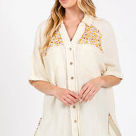 SAGE + FIG Full Size Floral Detail Button Up Short Sleeve Shirt-Tops-Trendsi-[option4]-[option5]-[option6]-[option7]-[option8]-Shop-Boutique-Clothing-for-Women-Online