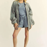 Davi & Dani Exposed Seam Zip Up Dropped Shoulder Jacket-Jacket-Trendsi-[option4]-[option5]-[option6]-[option7]-[option8]-Shop-Boutique-Clothing-for-Women-Online