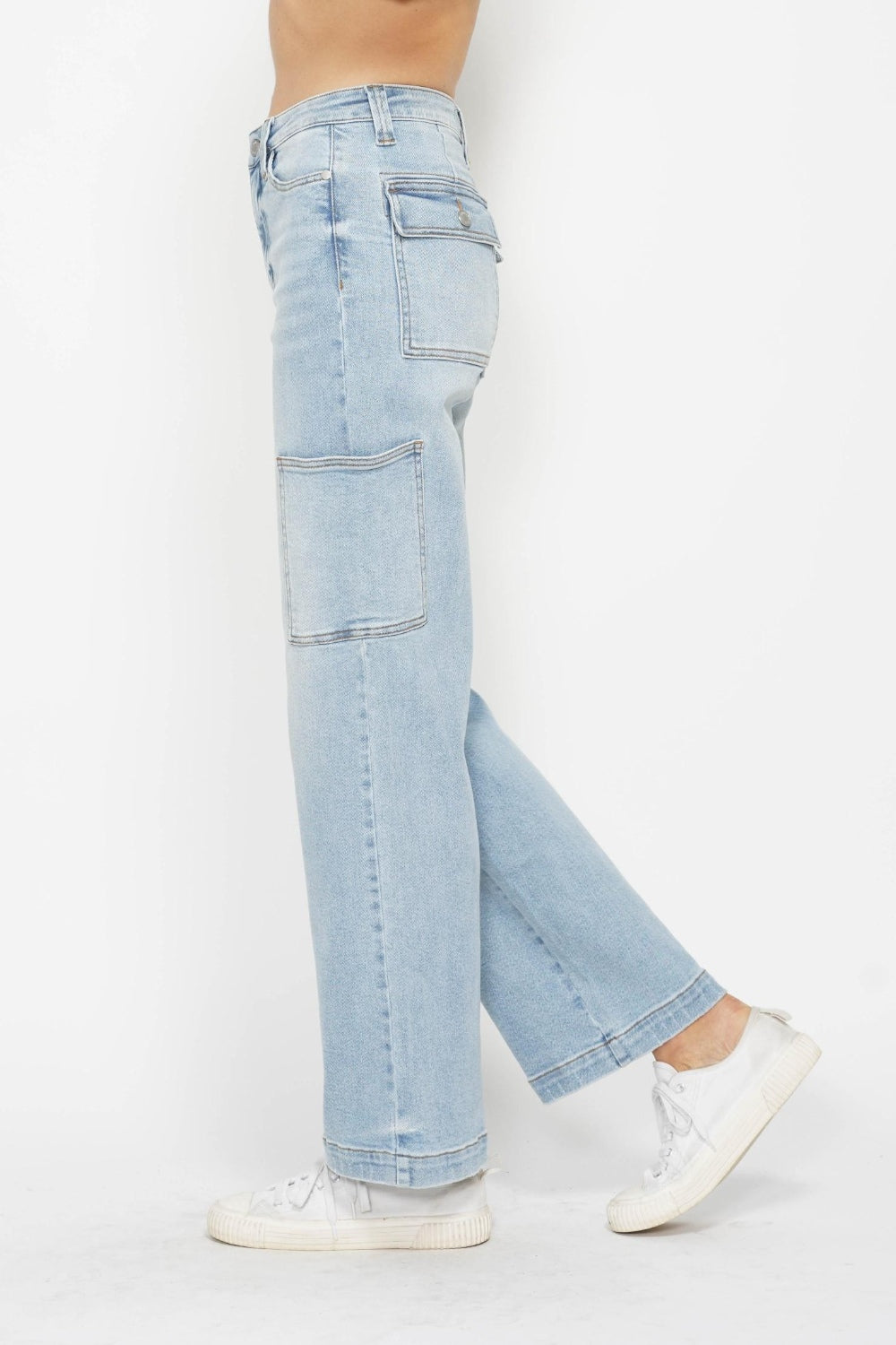 Judy Blue High Waist Light Wash Straight Cargo Jeans-Trendsi-[option4]-[option5]-[option6]-[option7]-[option8]-Shop-Boutique-Clothing-for-Women-Online