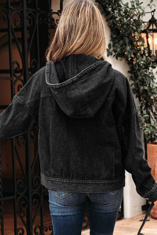 Denim Chest Pocket Drop Shoulder Hooded Jacket-JUNIPER BLVD-[option4]-[option5]-[option6]-[option7]-[option8]-Shop-Boutique-Clothing-for-Women-Online