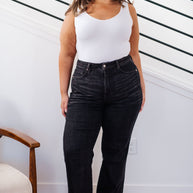 Judy Blue Joan High Rise Control Top Straight Jeans in Washed Black-Denim-Ave Shops-[option4]-[option5]-[option6]-[option7]-[option8]-Shop-Boutique-Clothing-for-Women-Online