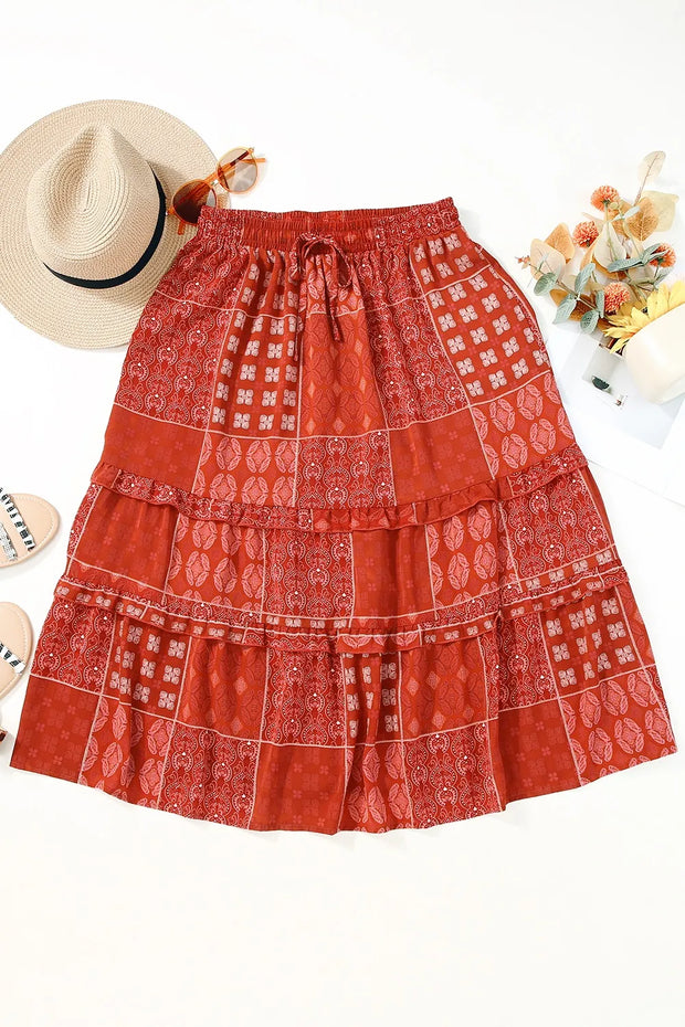 Printed Drawstring Midi Skirt-Skirts-Trendsi-[option4]-[option5]-[option6]-[option7]-[option8]-Shop-Boutique-Clothing-for-Women-Online