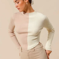 SO ME Color Block Fitted Crop Sweater Top-Sweaters-Trendsi-[option4]-[option5]-[option6]-[option7]-[option8]-Shop-Boutique-Clothing-for-Women-Online