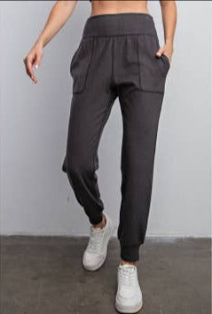 Rae Mode Rib Brushed Full Length Jogger Pant in Black-Womens-Ave Shops-[option4]-[option5]-[option6]-[option7]-[option8]-Shop-Boutique-Clothing-for-Women-Online