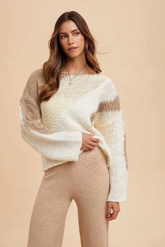 Annie Wear Color Block Drop Shoulder Sweater-Sweaters-Trendsi-[option4]-[option5]-[option6]-[option7]-[option8]-Shop-Boutique-Clothing-for-Women-Online