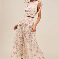 SO ME Floral Printed Woven Shoulder Bow Tie Top and Skirt Set-Dresses-Trendsi-[option4]-[option5]-[option6]-[option7]-[option8]-Shop-Boutique-Clothing-for-Women-Online