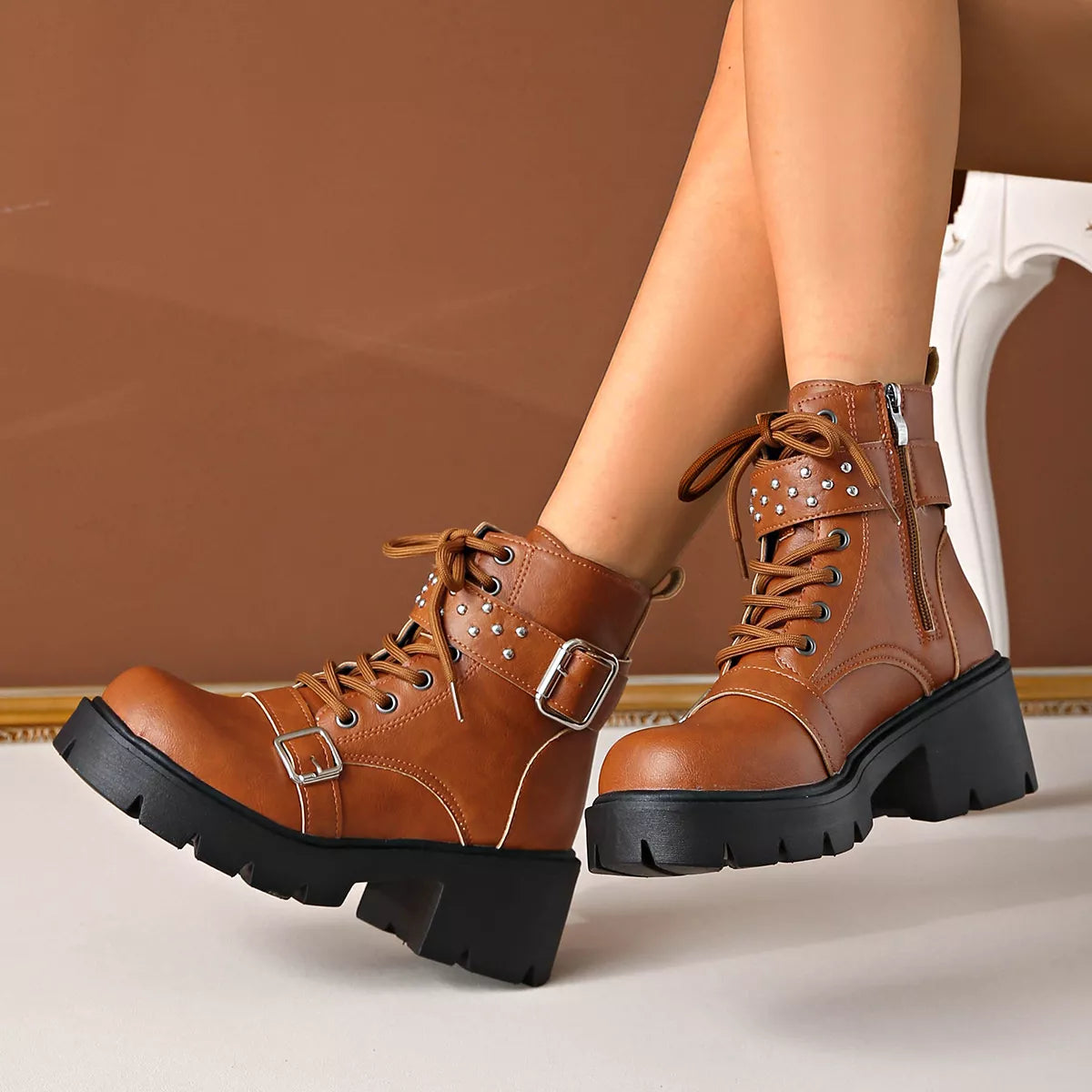 Round Toe Block Heels Boots-Boots-Trendsi-[option4]-[option5]-[option6]-[option7]-[option8]-Shop-Boutique-Clothing-for-Women-Online