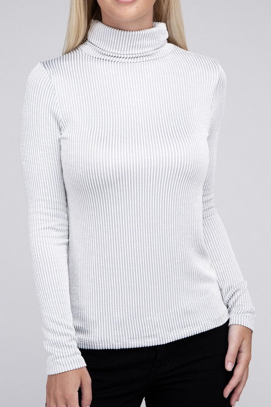 Zenana Ribbed Turtle Neck Long Sleeve Top-ZENANA-LT GREY-S-[option4]-[option5]-[option6]-[option7]-[option8]-Shop-Boutique-Clothing-for-Women-Online