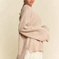 Davi & Dani High-Low Round Neck Drop Shoulder Sweater-Sweater-Trendsi-[option4]-[option5]-[option6]-[option7]-[option8]-Shop-Boutique-Clothing-for-Women-Online