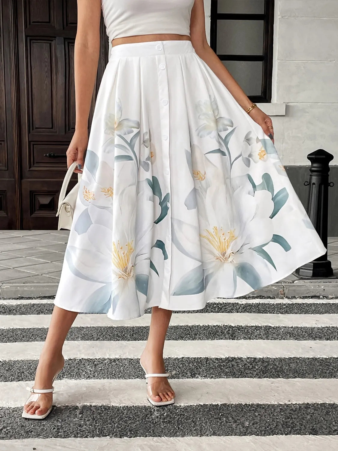 Floral Print Midi Skirt-Skirts-Trendsi-[option4]-[option5]-[option6]-[option7]-[option8]-Shop-Boutique-Clothing-for-Women-Online