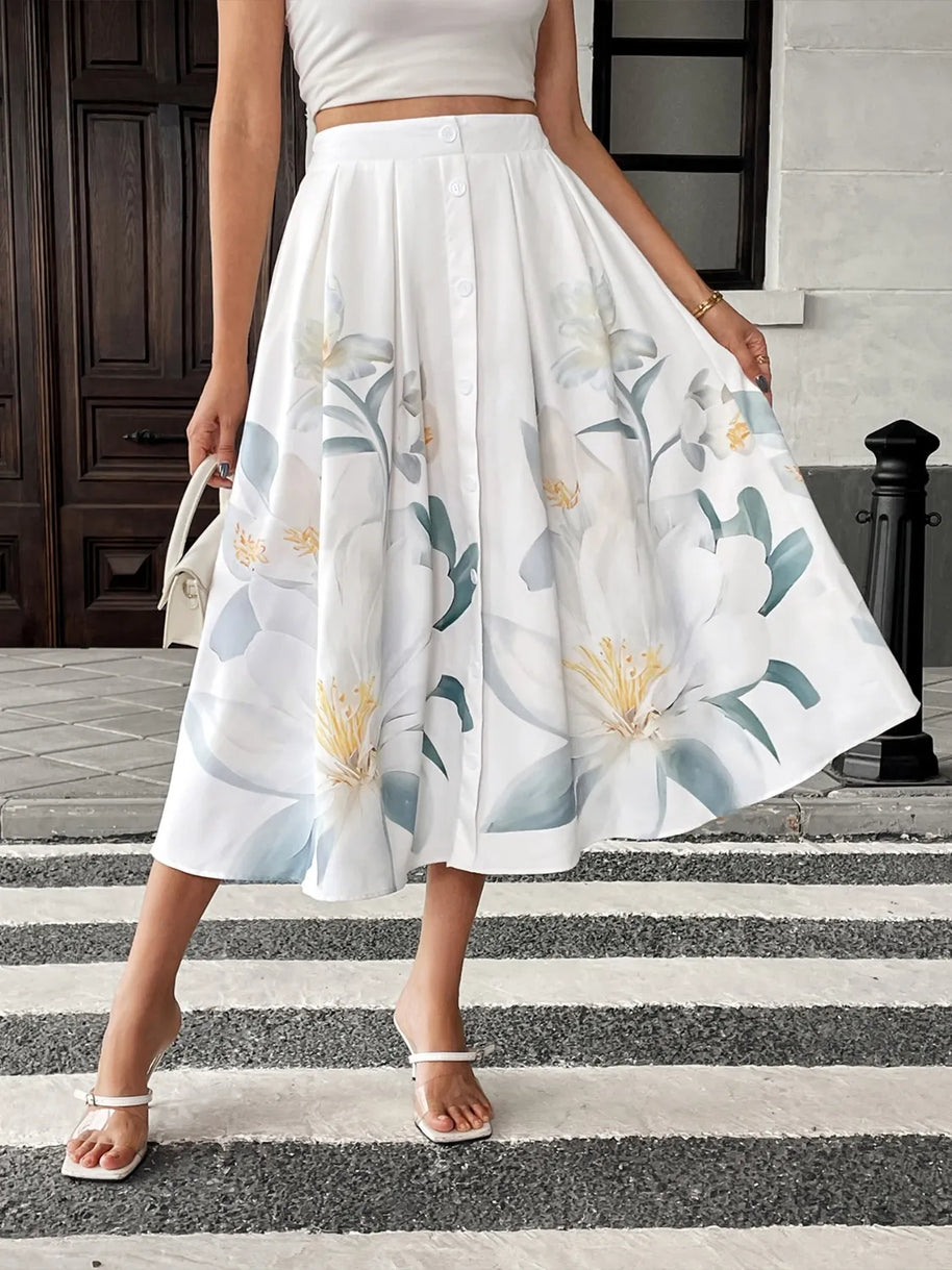 Floral Print Midi Skirt-Skirts-Trendsi-[option4]-[option5]-[option6]-[option7]-[option8]-Shop-Boutique-Clothing-for-Women-Online