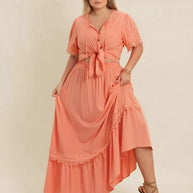 Plus Size Lace Detail Tie Neck Top and Skirt Set-2 piece set-Trendsi-[option4]-[option5]-[option6]-[option7]-[option8]-Shop-Boutique-Clothing-for-Women-Online