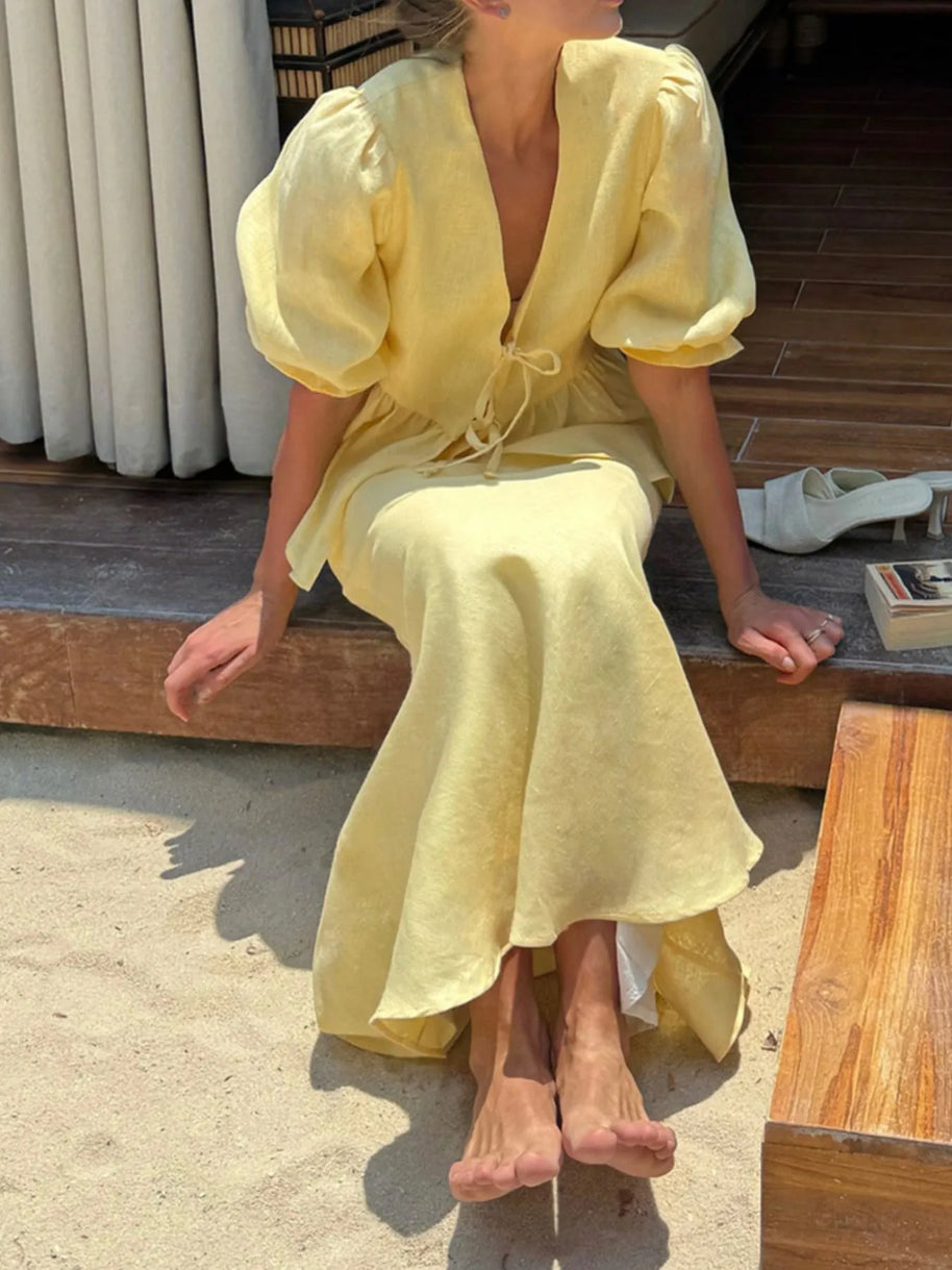 Tie Front Peplum Top and Skirt Set-Sets-Trendsi-[option4]-[option5]-[option6]-[option7]-[option8]-Shop-Boutique-Clothing-for-Women-Online