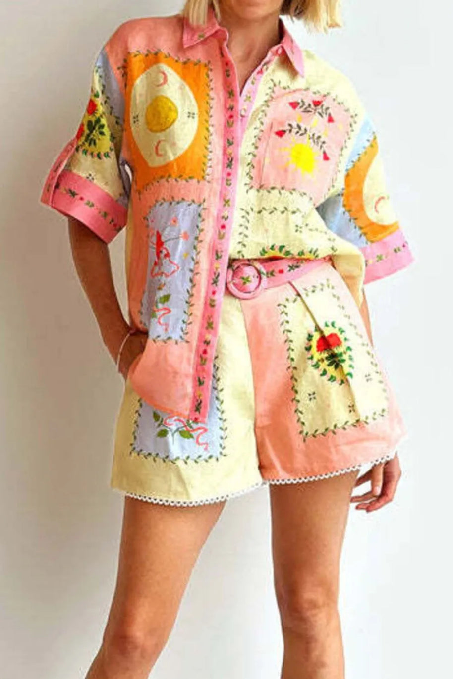 Printed Short Sleeve Shirt and Shorts Set-Sets-Trendsi-[option4]-[option5]-[option6]-[option7]-[option8]-Shop-Boutique-Clothing-for-Women-Online