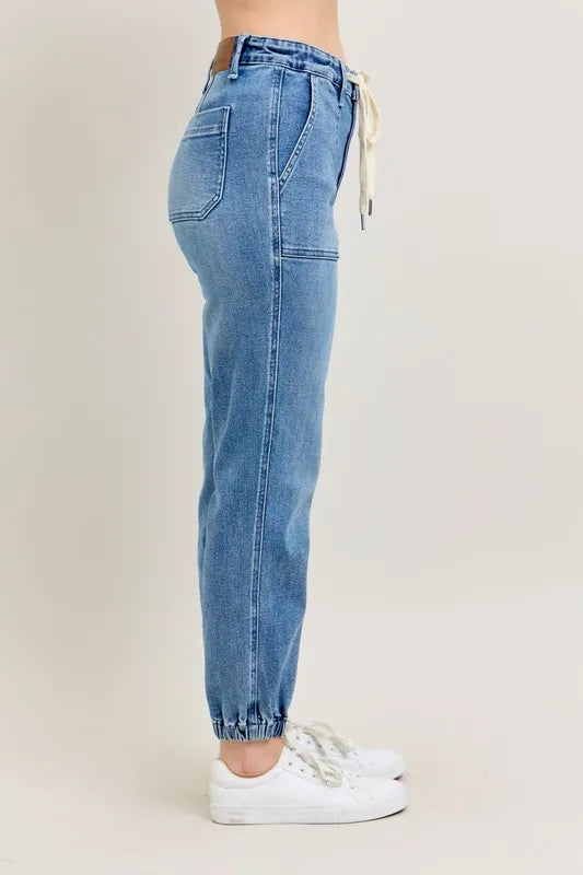 Judy Blue High Waist Denim Joggers-Trendsi-[option4]-[option5]-[option6]-[option7]-[option8]-Shop-Boutique-Clothing-for-Women-Online