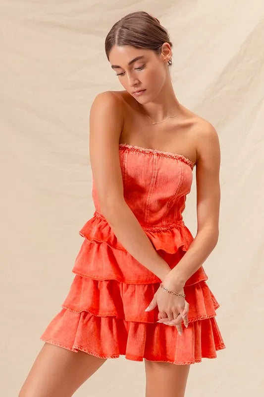 SO ME Strapless Ruffle Layered Game Day Cheer Up Dress-Dresses-Trendsi-[option4]-[option5]-[option6]-[option7]-[option8]-Shop-Boutique-Clothing-for-Women-Online
