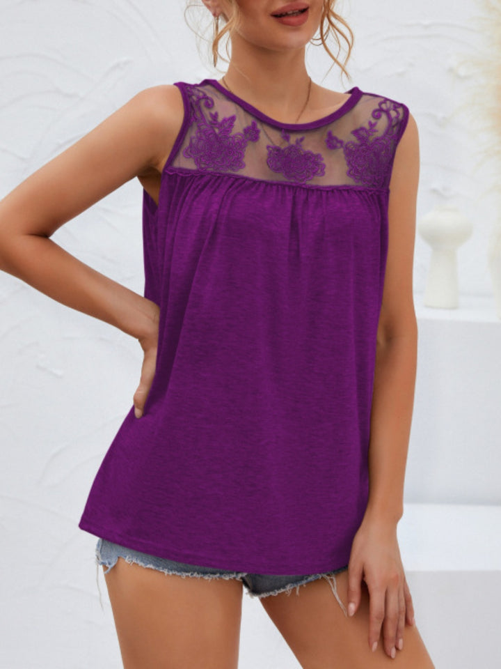 Lace Detail Round Neck Tank-Trendsi-Deep Purple-S-[option4]-[option5]-[option6]-[option7]-[option8]-Shop-Boutique-Clothing-for-Women-Online