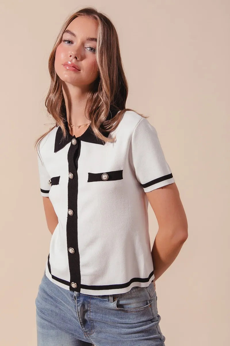 SO ME Button Down Knitted Sweater Shirt Top-Blouses-Trendsi-[option4]-[option5]-[option6]-[option7]-[option8]-Shop-Boutique-Clothing-for-Women-Online